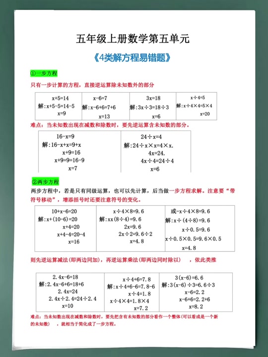 五年级解方程计算可以打印 - 抖音