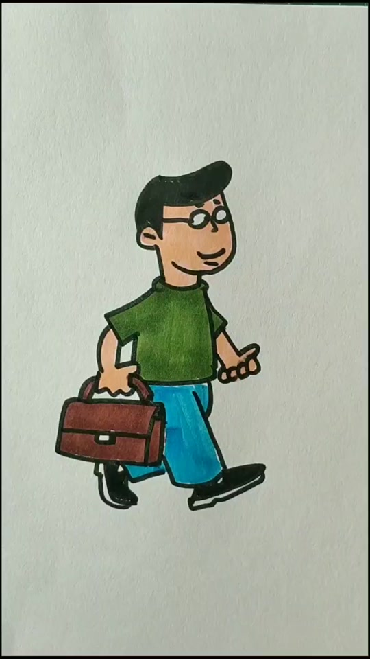 爸爸在上班简笔画_上班简笔画儿童画