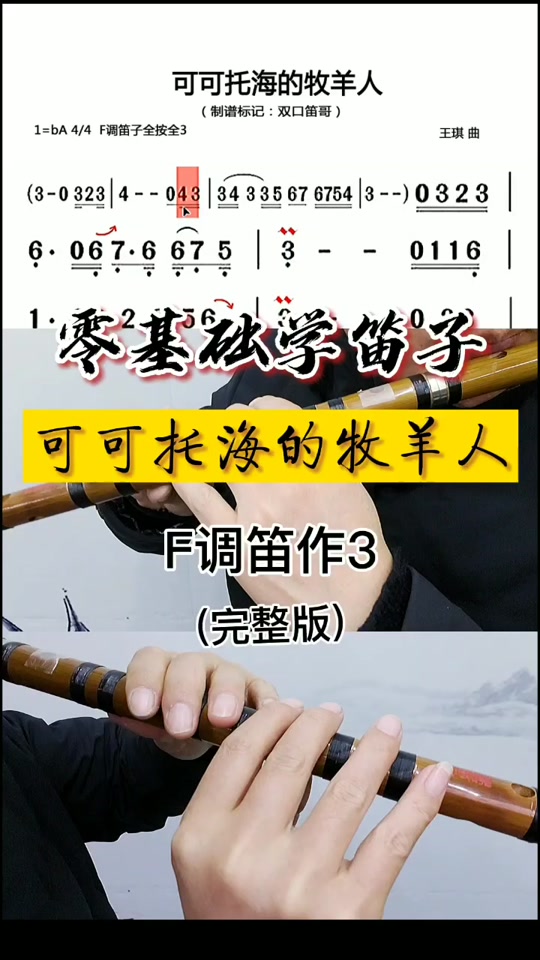 竖笛独奏可可西里牧羊人歌谱简谱教唱 - 抖音