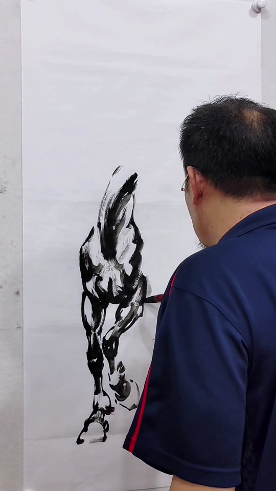 画家野民:千里故人,青山应白首.#马#国画#艺术#画一匹骏马