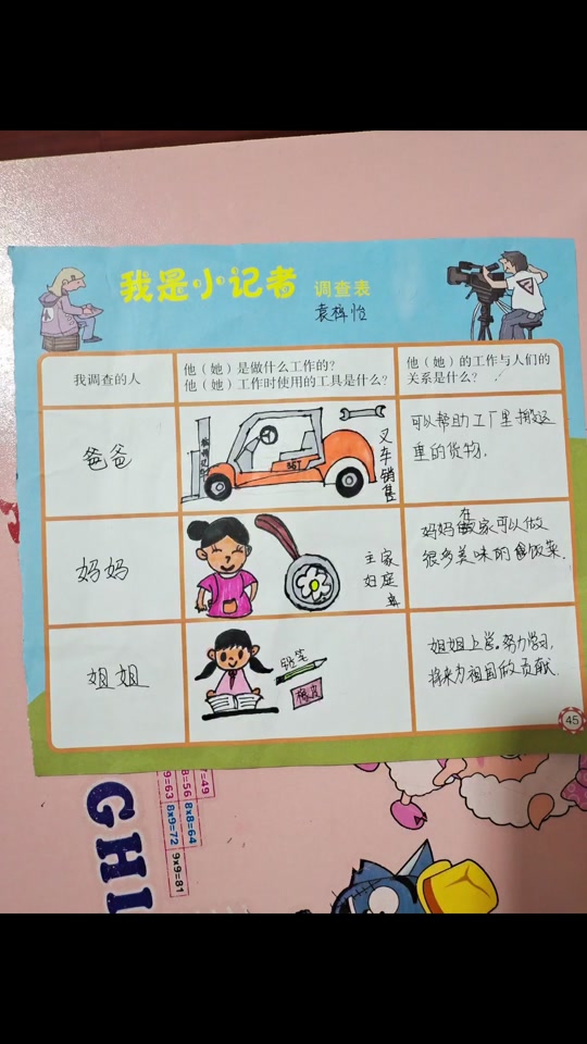 采访小学生调查表幼儿园_采访小学生调查表前书写