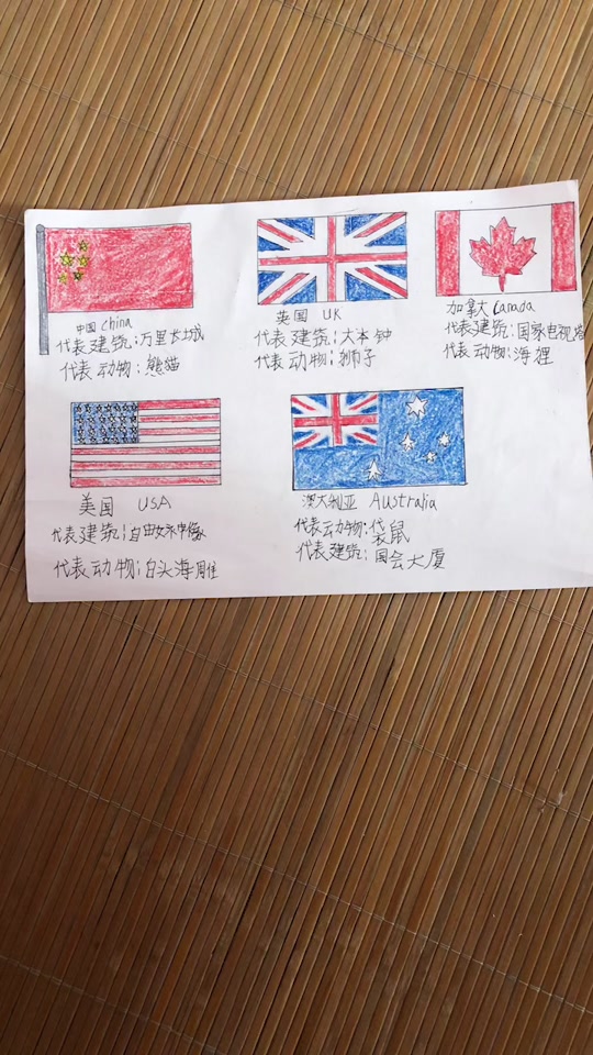 小学英语国旗和建筑物