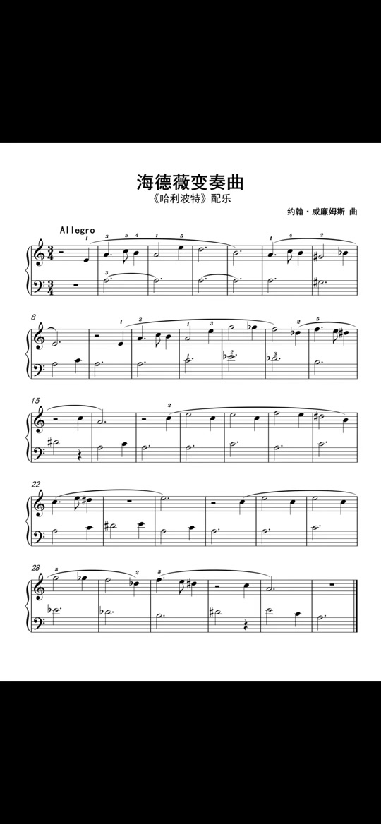 海德薇格主题曲 简谱 - 抖音
