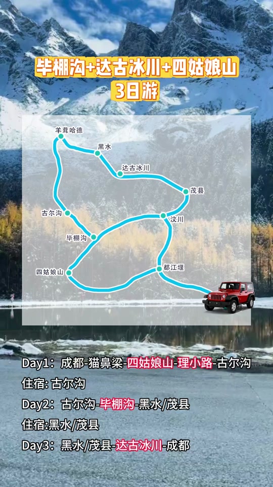 达古冰川景区游览线路图最好 - 抖音
