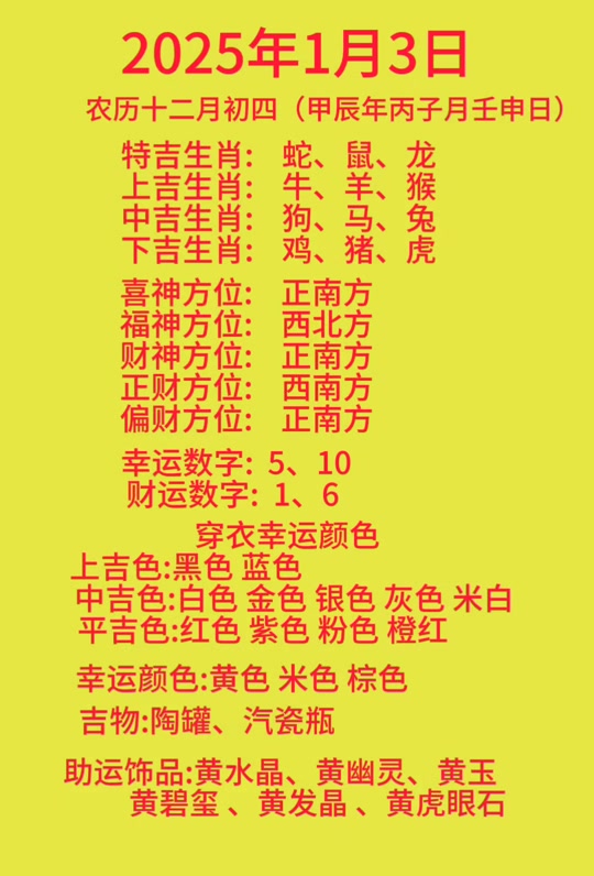 2025年1日生肖运势(2025年运气好的生肖)