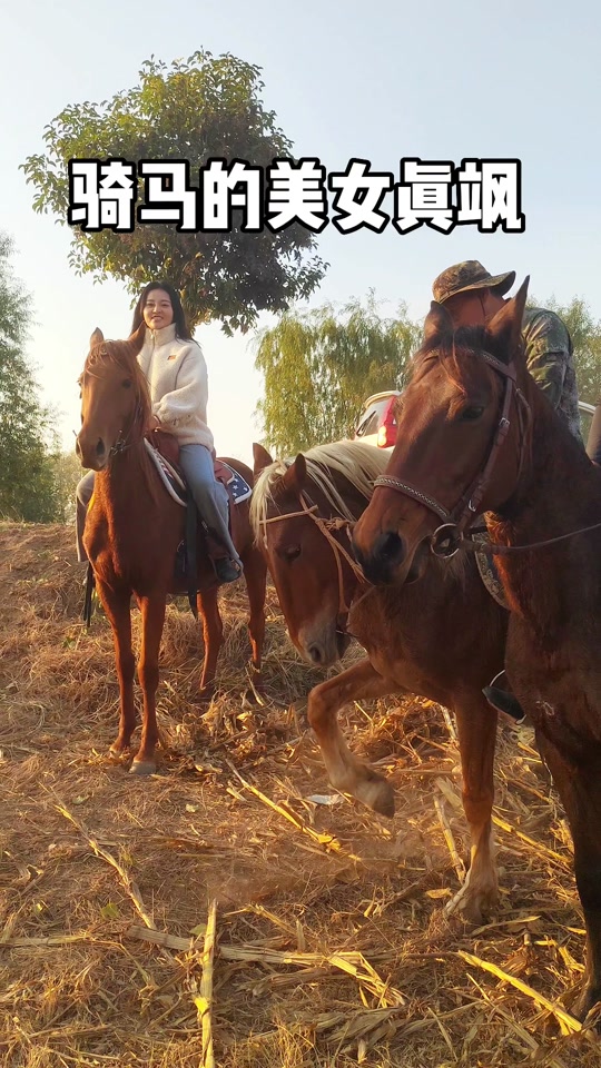 村里美女骑马