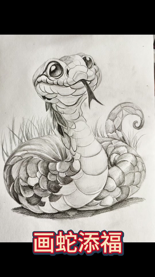 a8素描纸画蛇年