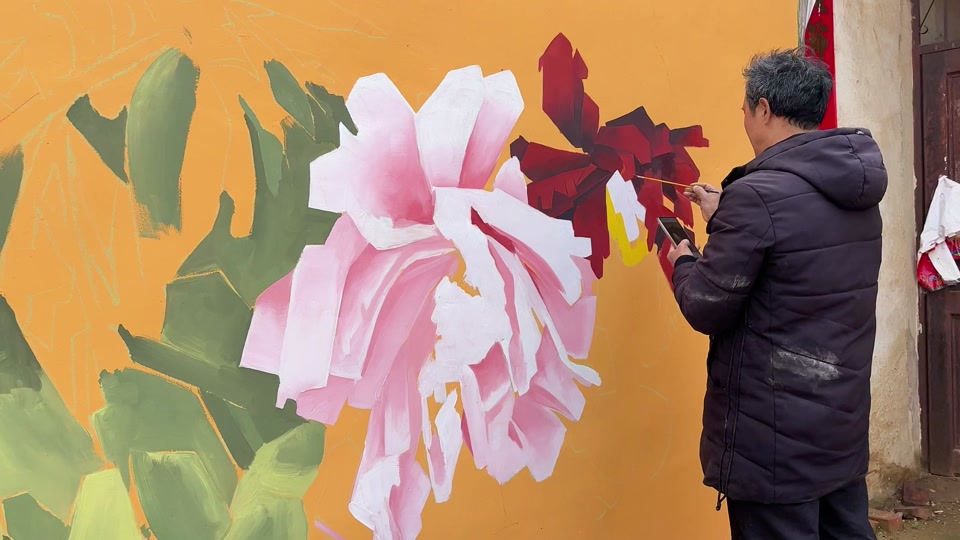 菏泽牡丹墙绘风格