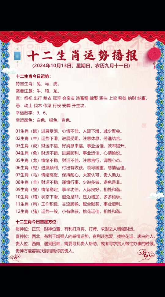 十一月1日生肖运势(十一月1日生肖运势查询)