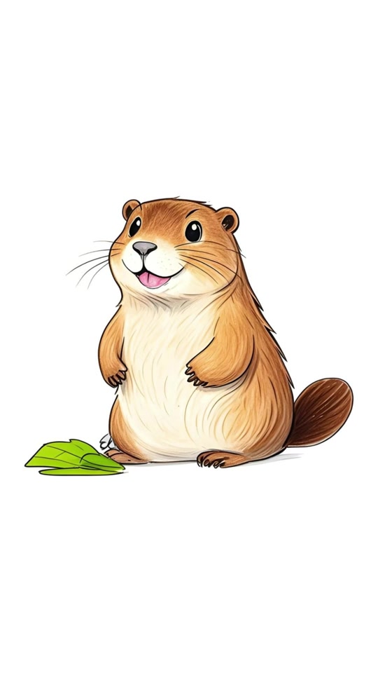 土拨鼠端碗要饭简笔画