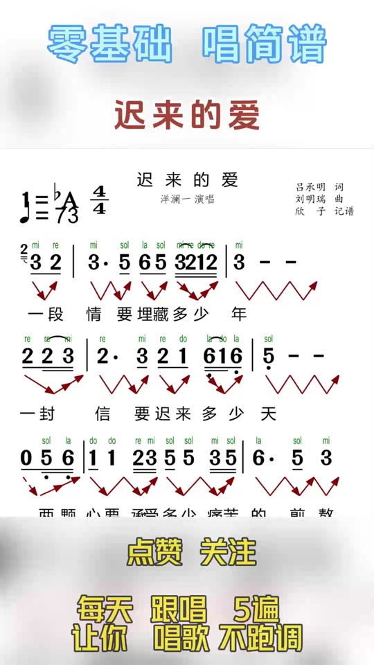 迟来歌曲简谱 - 抖音
