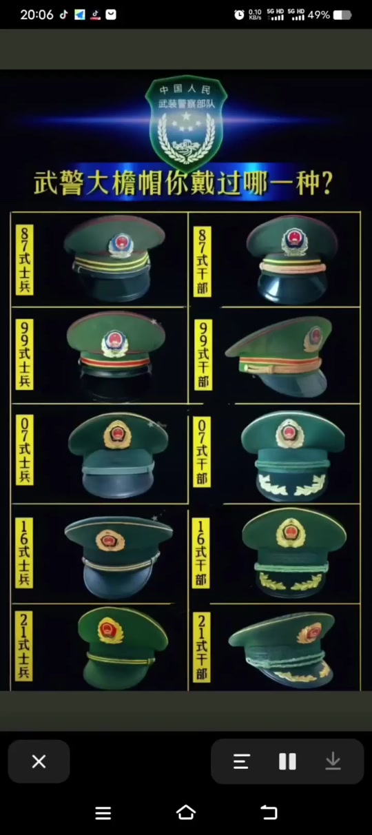 武警士兵大檐帽