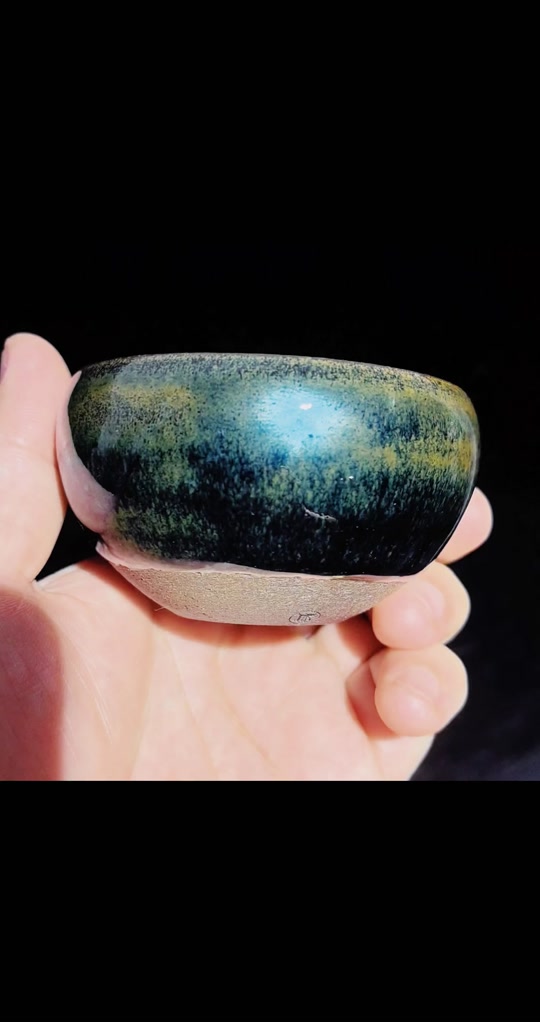 渡头建盏,林杰老师手作 乌金蓝毫钵钵 口径8.0