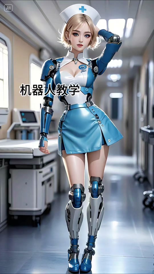 美女机器人双人跳舞的绿幕素材