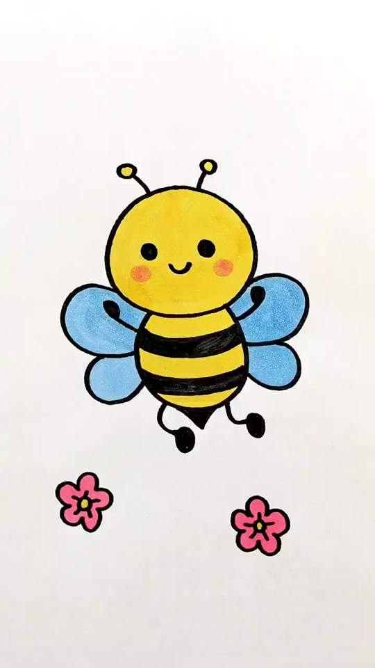 蜜蜂采蜜简笔画