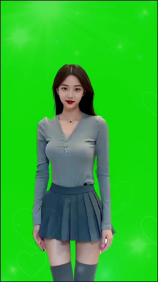 美女跳舞高青素材绿幕