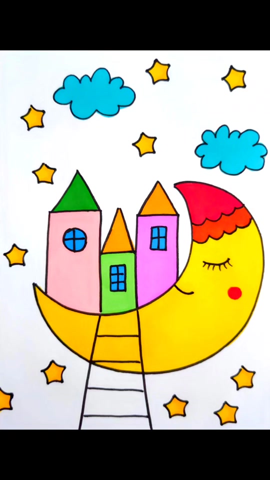 月亮城堡简笔画