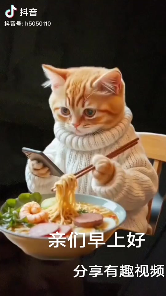 美食吧小猫拿筷子表情包