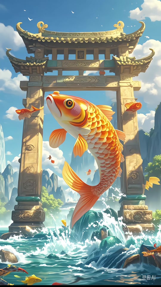 小鲤鱼跳龙门可打印