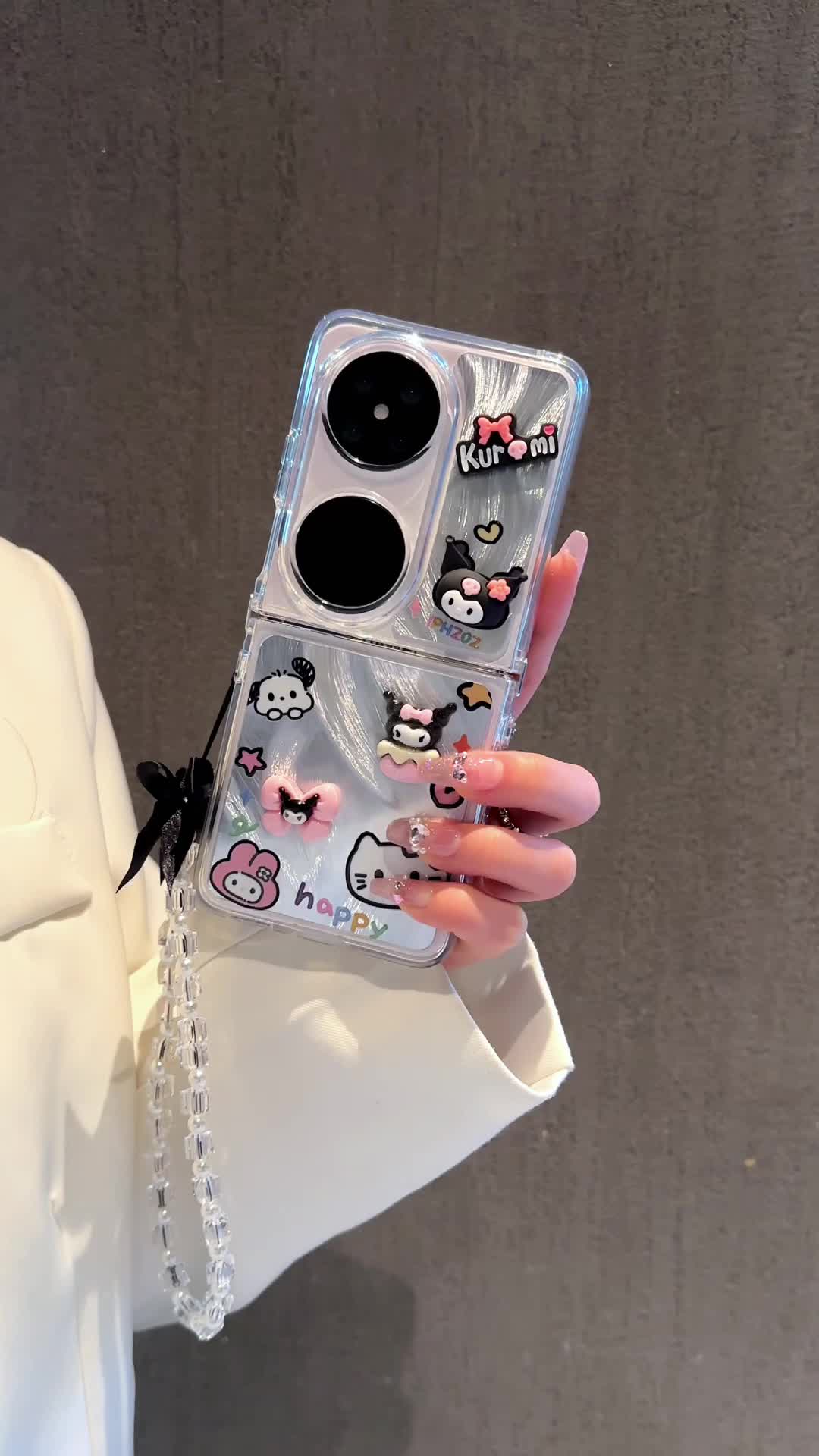 小众ins风卡通公仔羽纱纹防摔壳壳#手机壳#华为pocket2#华为pocket2