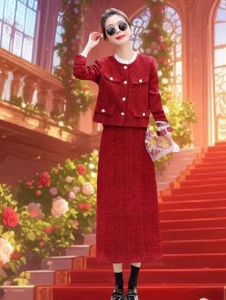 休闲风静奢风法式通勤时尚两件套装秋季礼服复古时尚显瘦裙子#优雅气质 #谁穿谁漂亮 #漂亮衣服 #最美穿搭 #精致穿搭