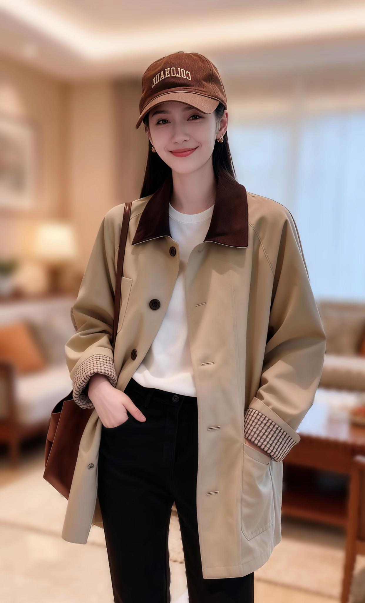 中长款风衣外套春秋百搭外穿。#减龄气质 #外套穿搭 #时尚休闲穿搭 #早秋冷冽又随性的气质穿搭 #说好的随便穿穿去看秀