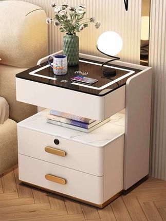 #智能实用床头柜#多功能三抽轻奢床头柜#家用卧室床头柜#储物收纳柜子