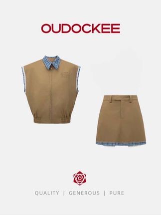 OUDOCKEE 鸥鸥【100棉】miu系套装 马甲半身裙套装 E2503E478T#跟电子闺蜜晒红人秋日穿搭#时尚气质套装#时髦精#马甲半身裙套装#好物推荐🛒