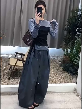 #简约穿搭 #梨形身材穿搭 #小个子显高显瘦穿搭 #春秋穿搭#入秋高级感穿搭攻略 假两件阔腿裤套装