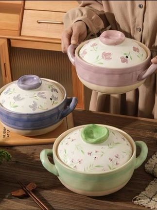 『精选好物推荐』日式手绘手捏痕砂锅耐高温陶瓷煲汤锅家用瓦煲炖汤沙锅煲釉下彩#砂锅 #陶瓷砂锅 #煲汤砂锅 #手绘陶瓷 #砂锅推荐