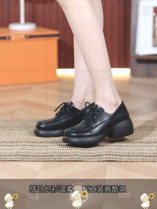 秋季系带女单鞋#软底软面穿上超舒服 增高防滑耐磨乐福鞋#妈妈舒适单鞋 百搭软底单鞋