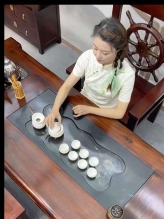 实木茶桌椅组合中式客厅老船木一体办公泡茶台整套装