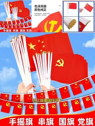 手摇手持小号7号8号五星红旗#国庆节手拿小红旗队旗7号8号中国国旗党旗##国庆节#国旗党旗