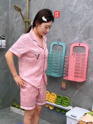 大容量脏衣篮免打孔卫生间壁挂式脏衣服收纳筐洗衣篮放衣服的篮子#脏衣篮 #脏衣篓 #脏衣服收纳篮 #脏衣篮收纳筐 #卫生间脏衣篮