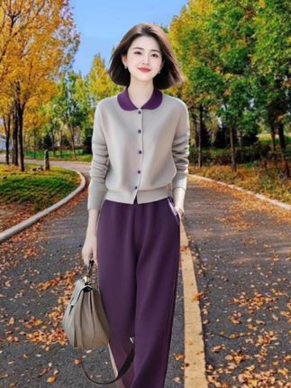 翻领针织衫气质九分裤 #美搭尽显女神范 #穿出高级感 #减龄显瘦穿搭 #时尚气质穿搭 #时髦穿搭