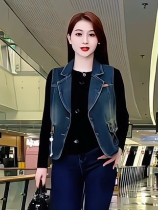 女士秋季新款百搭显瘦气质修身复古牛仔马甲#女装 #清纯女神 #减龄显瘦穿搭 #时尚女人 #上衣穿搭