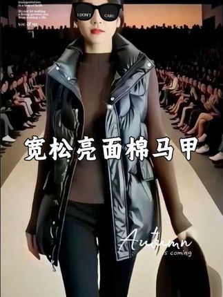 01201反季宽松亮面免洗棉马甲女加厚百搭大口袋马夹外套背心韩版#减龄显瘦穿搭#时尚休闲气质穿搭 #保暖又好看#百搭马甲 #品质女装