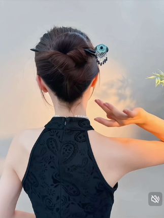 黑禾木发簪,女新中式古风汉服旗袍木簪,盘发国风高级感发钗簪子新款#发簪 #新中式发簪 #旗袍发簪 #木发簪 #国风发簪