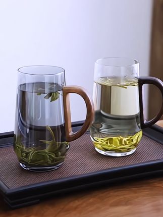 日式泡茶杯 日式茶杯喝水杯把绿茶杯高硼硅耐热玻璃水杯花茶杯子个人玻璃杯#泡茶杯#玻璃杯#水杯#茶杯#杯子