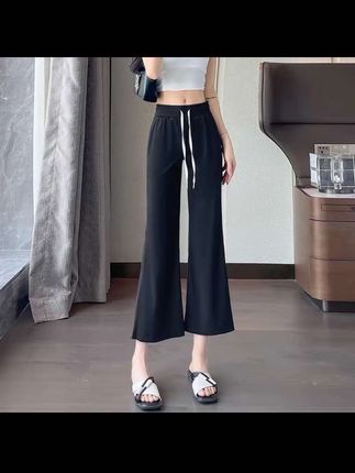 冰丝微喇防晒裤女夏季薄款2025新款速干阔腿裤垂感显瘦黑色喇叭裤#防晒裤 #冰丝微喇裤 #速干阔腿裤 #喇叭裤 #显高显瘦显腿长