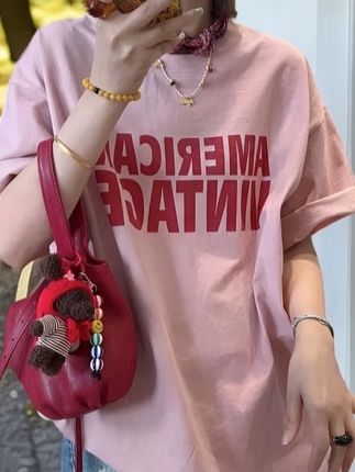 【复古字母】夏季新款2025韩版百搭休闲宽松显瘦纯棉宽松版t恤女#百搭t恤 #时尚单品 #宽松t恤 #出游穿搭 #休闲百搭