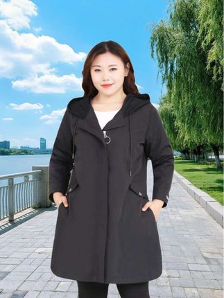大码风衣外套,中长款连帽外套#女秋冬新款风衣