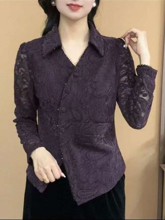 京亲2025秋季长袖植绒蕾丝衬衫领开衫气质百搭显瘦女人味上衣