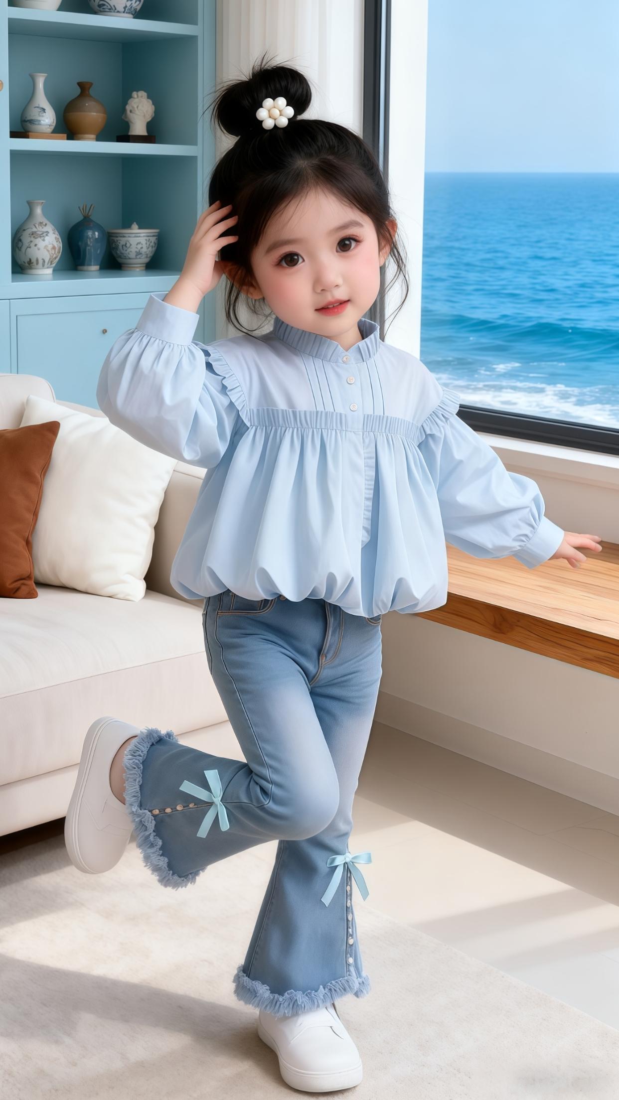 女童衬衫牛仔裤秋季装套装,2025新款小女孩时髦洋气公主风衬衣两件套,#女童套装 #女童穿搭 #高品质童装 #萌娃穿搭 #生女儿就是用来打扮的 @抖加🔥上热门🔥dou+🔥热点宝