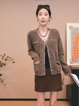 CHENSMCHEN绵羊毛时尚V领针织衫女休闲宽松显瘦开衫上衣CSZ8524TT#高级感穿搭 #针织开衫 #陈什么陈 #轻奢女装 #慵懒风穿搭