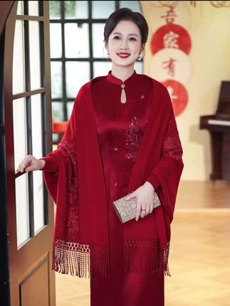 #喜婆婆披肩#披肩#旗袍披肩#婚宴披肩 #礼服披肩#刺绣披肩