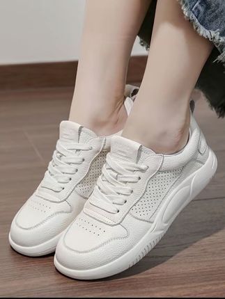 2025春夏新款头层牛皮德训小白鞋女透气休闲小白鞋阿甘运动板鞋#潮鞋推荐好看不贵 #显高显瘦 #百搭小白鞋 #透气孔皮面板鞋