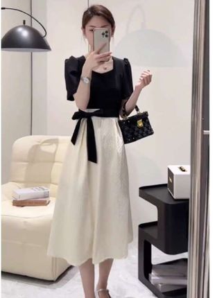 高级感御姐风假两件方领连衣裙女~气质修身遮肚子显瘦裙子#秋季微胖穿搭测评#早秋贵气感穿搭#显瘦穿搭 #宽松有范 #每日分享穿搭小技巧