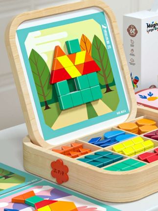 磁力拼图七巧板几何积木益智力早教玩具#儿童玩具 #益智早教 #七巧板
