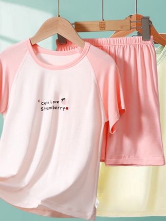 儿童短袖短裤睡衣夏季2025新款薄款女童宝宝男童家居服夏款#家居服套装童装#童装家居服#童装睡衣#睡衣儿童#儿童夏季睡衣